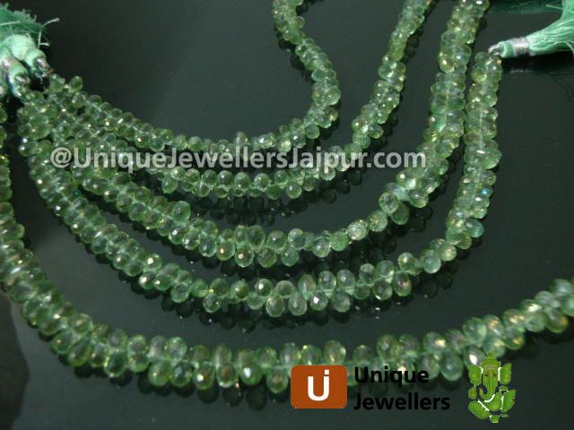 Green Quartz Faceted Drop Beads